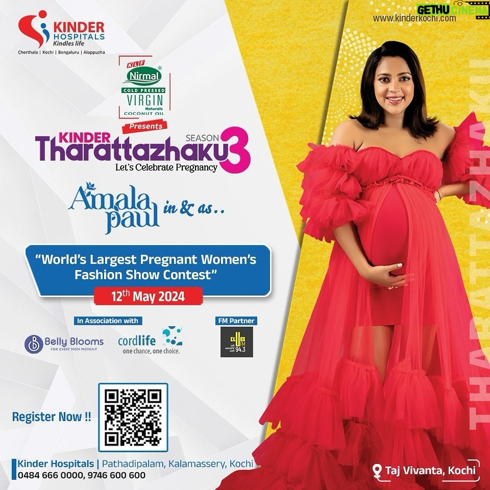 Amala Paul Instagram - I look forward to attending and presenting the award at the World’s largest pregnant women’s fashion show hosted by @kinderhospitalskochi !! 💖🥰💃 #tharattazhakuseason3 #pregnantwomensfashionshow #excited