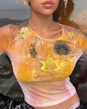 Amandla Stenberg Instagram - here’s my full look for Drag Race :*☆ lemme tell u I was BESIDE MYSELF when this offer came thru. the assignment was real so I painted these iconic queens on my shirt. my makeup artist Kennedy and I have been growing with each other for 7 years now and this felt like a beautiful culmination of our work together. U TORE KENNEDY ! and @vernonfrancois always turns it out. I am so lucky that queer expression has been such a definitive part of my life. drag culture has taught me how to be my most uncompromising self. thank you to Ru, the queens of season 15, and the drag artists splashing their magic across the world. (  @zaraeloise for letting me borrow this chopova skirt in a pinch (^_-))