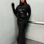 Amber Riley Instagram - Wearing all black to “The Color Purple” premiere! 👗: @icontips/ @normakamali 💄: @makeupbymila 💇🏾‍♀️: @slayedbyjrich
