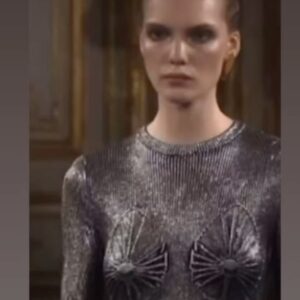 Amber Valletta Instagram - Thank you @danielroseberry for your elegance and attention to the perfection of details @schiaparelli 💛congrats on a gorgeous show! Gorgeous glam by @patmcgrathreal and @guidopalau ❤️
Clip from @vanityfetch