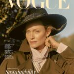Amber Valletta Instagram - With the world at her feet, @AmberValletta stands for the planet. In the January 2024 issue of #BritishVogue, the model and climate advocate reveals her path towards a more conscious future and reflects on her decades-spanning career. “After a while, I realised how intensely disconnected I felt. I needed to take several steps back,” writes Valletta. “I educated myself about the climate crisis, quickly realising that, while it’s no one’s fault specifically, it’s everyone’s problem to solve. Despite what I may have thought at 15, there’s no such thing as separate worlds: they are one and the same, and they are at risk.” Click the link in bio to read the interview and see the full story in the new issue, on newsstands Tuesday 19 December. #AmberValletta wears a trench coat by @Burberry, jacket by @Toast, shirt by @IsseyMiyakeOfficial, hat by @PhilipTreacy and earrings by @Otiumberg. Photographed by @CharlotteMWales and styled by @PoppyKain, with hair by #ShingoShibata, make-up by #KanakoTakase, nails by @TrishLomax, set design by @MaxBellhouse, movement director by @EricVonChristison and production by @FaragoProjects. [Image shows a close-up of Amber Valletta, a white woman with her blonde hair tied back, wearing a wide-brimmed dark brown hat, a ribbon tied around its crown, and a brown trench coat, a light pink collared shirt peeking out at the neck. Trees in leaf are visible behind her, and above her head is the Vogue logo in pale yellow. Below her, it reads: “Amber Valletta. Sustainability Trailblazers: Fashion’s call to action”.]