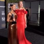 America Ferrera Instagram - Feeling sparkly from last night!🤎✨ Thank you @albertaferretti for this custom embroidered gown and @pomellato for the drip! As always, 🤎 to my glamily!! @criticschoice @karlawelchstylist @hairbyaviva @lindahaymakeup @jamiespradley @nailsbydiem