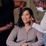 America Ferrera Instagram - Behind the scenes of my glam process! Thanks @elleusa for capturing my preparation for @chloe show in Paris! Link to full article in stories. 🖤🖤🖤