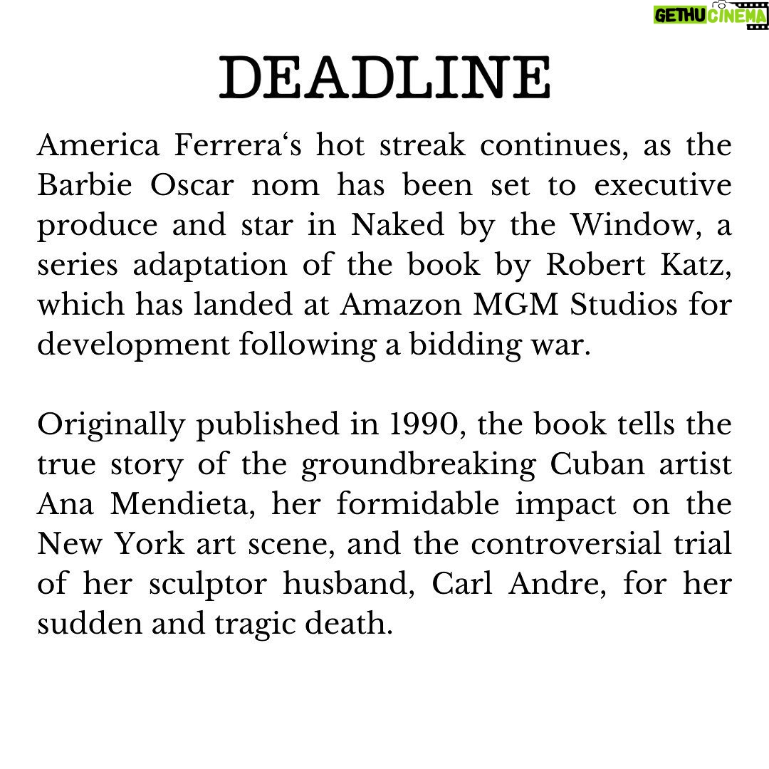 America Ferrera Instagram - Incredibly honored and humbled to be producing a series about the brilliant and seminal artist Ana Mendieta with this amazing team. @ccastrosmith @planbfree @amazonstudios @mgmstudios #AnaMendieta