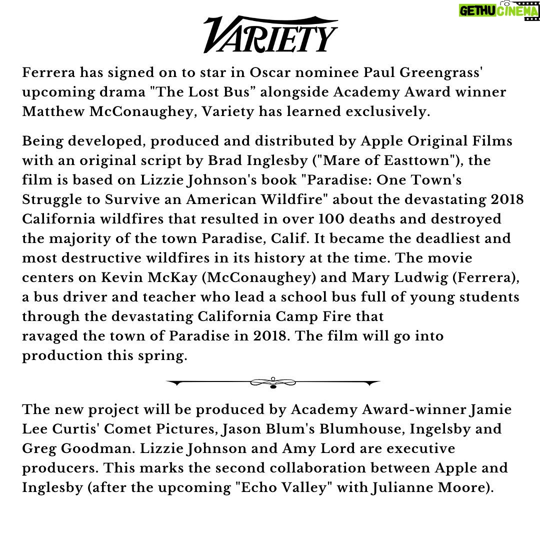 America Ferrera Instagram - I’m honored to be joining the incredible Lost Bus team to tell this true and powerful story.