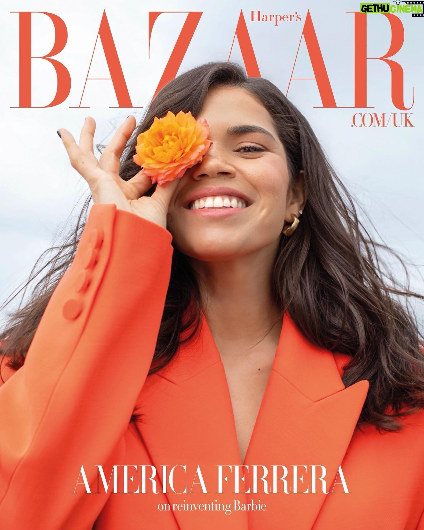 America Ferrera Instagram - “To be perfectly honest, I was never a Barbie girl. I didn’t play with Barbies growing up for a number of reasons. We couldn’t afford them and they just didn’t resonate with me. I didn’t see myself reflected in that world in a way that captured my imagination. What’s exciting about @barbiethemovie is that we got to expand and shift the narrative to include more of us. Society’s unspoken standard of beauty is outdated and exclusionary. Feeling beautiful is an inside job, and I’m so grateful to have played a role where I got to challenge and redefine what we consider to be beautiful.” Thank you @bazaaruk for the fun cover shoot and thoughtful profile. Read the full article via link in stories. Photography @themasonsofficial Stylist @mirandaalmond Executive digital editor @sarah_karmali Picture director @izzyparrylewis Hair @mioknyc Make-up @lindahaymakeup Interview @hels_lee Talent director @lottielumsden Talent editor @olivia_blair Picture researcher @_abihollister Fashion assistant @galkIn Location @fstentrinity Flowers by @wildathearthq Creative director @tom_houseofusher EIC lydiasmag