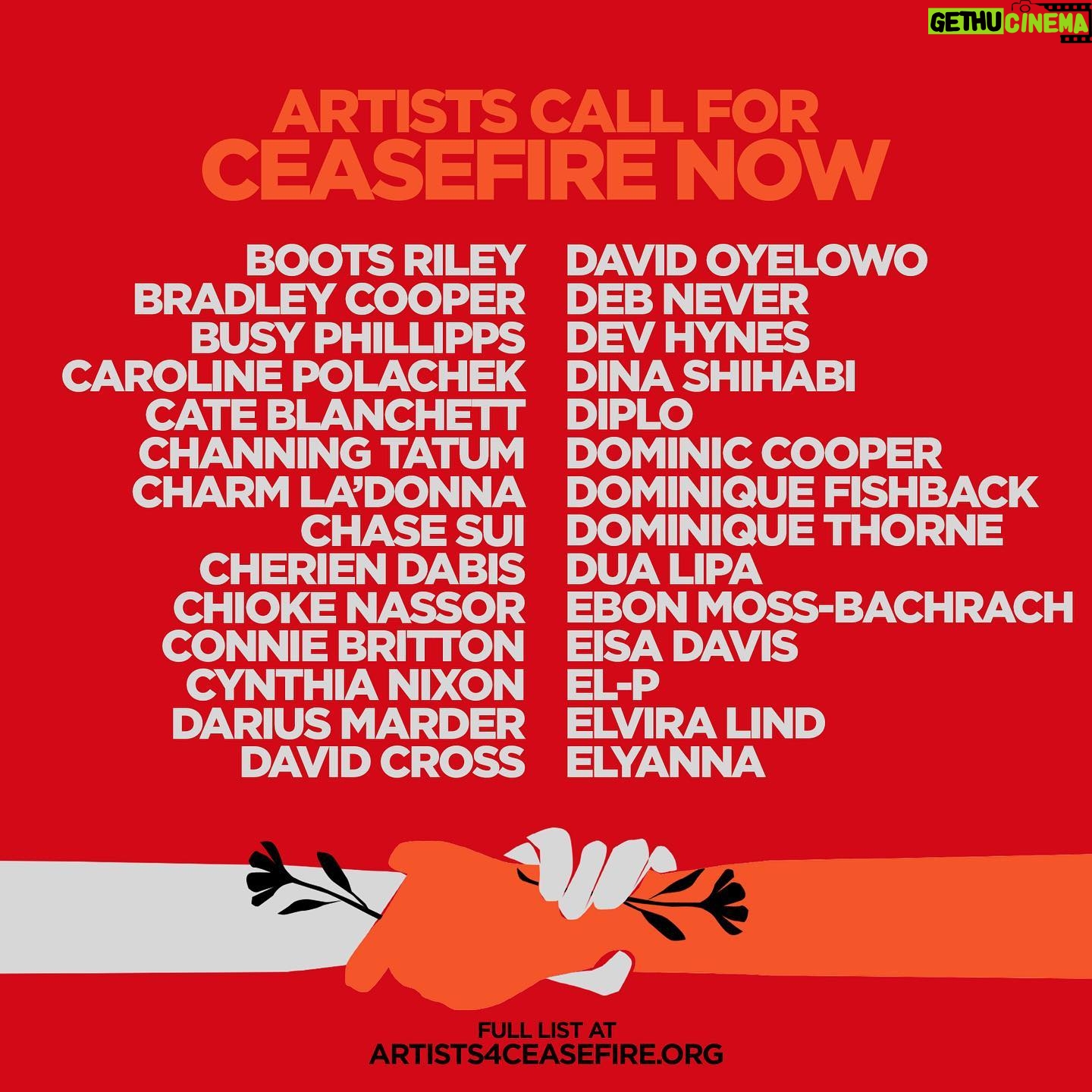 America Ferrera Instagram - We come together as artists and advocates, but most importantly as human beings witnessing the devastating loss of lives and unfolding horrors in Israel and Palestine. Please join us in demanding that Congress, @POTUS, and other world leaders call for an immediate de-escalation and ceasefire in Gaza and Israel before another life is lost. We must facilitate a ceasefire without delay – an end to the bombing of Gaza, the safe release of all hostages, and adequate access for humanitarian aid to reach the people that desperately need it. Read our full letter at artists4ceasefire.org
