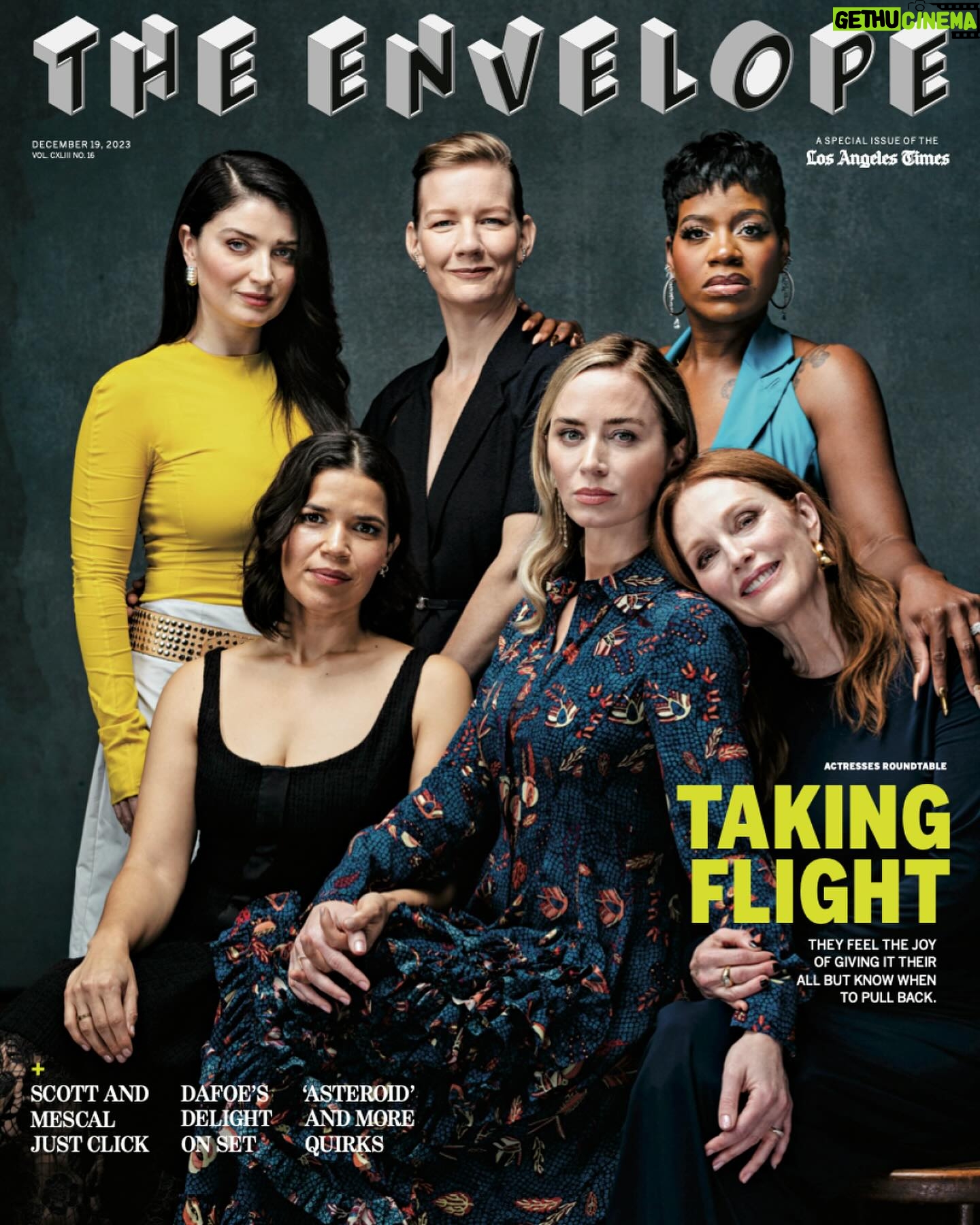 America Ferrera Instagram - Introducing the L.A. Times Envelope Actresses Roundtable: America Ferrera, who appears as a working mother in “Barbie.” Fantasia Barrino, who plays a woman in the Jim Crow South struggling to escape decades of abuse in the musical adaptation of “The Color Purple.” Julianne Moore, who co-stars in “May December,” about a woman who began a relationship with a 13-year-old boy when she was 36 — and later married him. Eve Hewson, who stars in “Flora and Son,” a Dublin-set film about a single mom who finds her voice while taking online guitar lessons from a charming L.A. musician. Emily Blunt, who portrays the fierce wife of “the father of the atomic bomb” in “Oppenheimer.” Sandra Hüller, the German actress in two talked-about films this fall — “Anatomy of a Fall,” about a woman suspected of murdering her husband, and “The Zone of Interest,” as the uncaring wife of the Auschwitz death camp commandant. The actresses shared their fears about artificial intelligence impacting the industry, what they love — and hate — about their jobs and which director has a “no Uggs on set” policy with Times host @amykinla 📰 Read their full conversation at the link in @latimes_entertainment’s bio. 📺 Stream the Envelope Roundtable this Friday at 8pm pst on YouTube. 📸 @jason_armond #TheEnvelope #oscars2024 #theoscars
