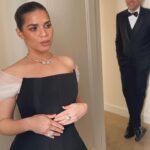 America Ferrera Instagram - A love story in 5 pictures ❤️ 1. When he looks at you like that 2. But won’t kiss you in a photo 3. So you give him the look 4. But he looks at you like that again 5. So you forgive him and get silly 🖤 @dior for @sagaftra Awards @karlawelchstylist @lindahaymakeup @hairbyaviva @nailsbydiem