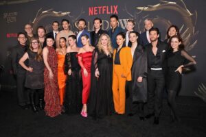 Amita Suman Instagram - Knife wife returns to @netflix on March 16th 🗡️

An incredible evening celebrating not with the cast and the team but my family at the premier for @shadowandbone 

Thank you to everyone who came ❤️

A special shout out to @chanelofficial @roland_mouret  @jimmychoo @publiceyecomms @kirinstagram @giocampora @chercoulter