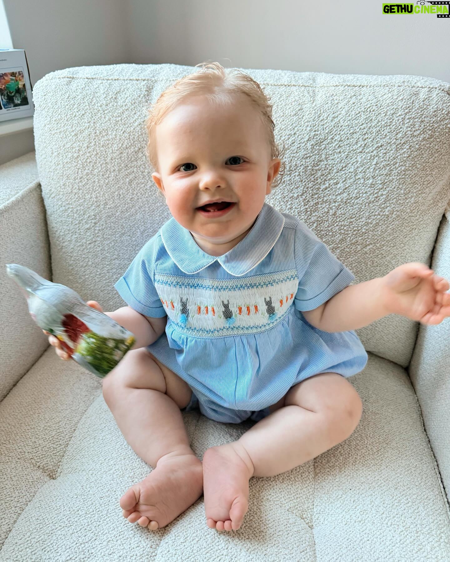 Amy Hart Instagram - Hop Little Bunny Hop Hop Hop 🐣🐇🐰🪺🍫 hope you’ve all had a lovely Easter weekend….and it’s not over yet!! Tomorrow I’m making my first return to Drag Queen Sundays (Mondays…) since 2022! I think it may not end well 🤣 Stanley’s little romper is from @rachelrileyuk , love the traditional stuff on him 🥲 #easter #eastersunday #rachelriley #romper #traditionalbabyboysclothes #babyromper #spanishbabywear #spanishbabyclothes