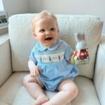 Amy Hart Instagram - Hop Little Bunny Hop Hop Hop 🐣🐇🐰🪺🍫 hope you’ve all had a lovely Easter weekend….and it’s not over yet!! Tomorrow I’m making my first return to Drag Queen Sundays (Mondays…) since 2022! I think it may not end well 🤣 Stanley’s little romper is from @rachelrileyuk , love the traditional stuff on him 🥲 #easter #eastersunday #rachelriley #romper #traditionalbabyboysclothes #babyromper #spanishbabywear #spanishbabyclothes