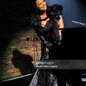 Amy Lee Instagram - Had a lovely night with AMC last night for their upfronts event, where I had the honor of playing a special version of Bring Me to Life with my good friend and accomplice Dave Eggar as beautiful clips from Interview with the Vampire and Mayfair Witches rolled and petals fell from the ceiling. And oh yeah there were zombies everywhere! As a long time Anne Rice AND Walking Dead fan this was super cool. Thanks for having me! 
My awesome dress was made by @callandresponseclothing
Harness by @vexclothing
Jewels by @onauratoutvu
Styled by the always fabulous @marjanmalakpour