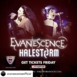 Amy Lee Instagram – #REPOST @evanescenceofficial — Are you ready for some REAL LIVE music? We’ve all missed concerts for far too long, but the time has come and we’re back to perform a US arena tour this coming Fall with our friends in @halestormrocks!! Fan pre-sale begins tomorrow at 10am local time. Passcode THEBITTERTRUTH21
***********
Fri, Nov 5 – Portland, OR – Veterans Memorial Coliseum
Sun, Nov 7 – Seattle, WA – Climate Pledge Arena
Tues, Nov 9 – San Jose, CA – SAP Center at San Jose
Fri, Nov 12 – Las Vegas, NV – The Cosmopolitan of Las Vegas – The Chelsea
Sat, Nov 13 – San Diego, CA – San Diego State University – Viejas Arena
Mon, Nov 15 – Phoenix, AZ – Arizona Federal Theatre
Sat, Nov 20 – Fort Worth, TX – Dickies Arena
Thu, Dec 2 – Duluth, GA – Infinite Energy Arena
Sun, Dec 5 – Saint Louis, MO – Saint Louis University – Chaifetz Arena
Sat, Dec 11 – Detroit, MI – Little Caesars Arena
Sun, Dec 12 – Cincinnati, OH – Heritage Bank Center
Tue, Dec 14 – Pittsburgh, PA – University of Pittsburgh – Petersen Events Center
Wed, Dec 15 – Newark, NJ – Prudential Center
Fri, Dec 17 – Camden, NJ – BB&T Pavilion
Sat, Dec 18 – Worcester, MA – DCU Center