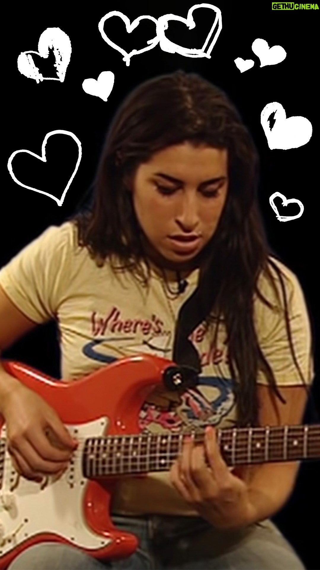 Amy Winehouse Instagram - Amy’s passion for guitars infused soulful depth into her music. At the age of 13, she received her first guitar, and a year later, she began writing her own music. Her bond with her guitar was as profound as her lyrics, shaping the timeless melodies we cherish today. Which songs by Amy can you perform on the guitar? 🎸 “And when I’m lonely, Cherry’s there. And she plays along while I sing out my blues” ❤️ #Frank20