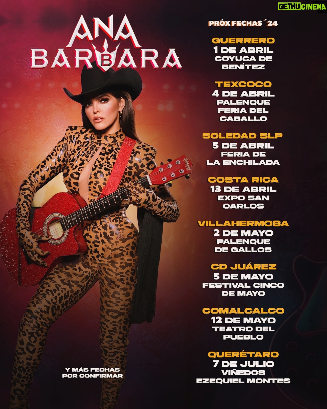 Ana Bárbara Instagram - Hola #abril ❤️🔥 💥 Nos vemos hoy #coyucadebenitez 🌊 Chequen su ciudad #pedazosdemialma y no olviden que este #Jueves 4 nos vemos en el palenque más emblemático de #Mexico 🐴 #laferiadelcaballo 💋 y el Viernes 5 #soledadslp ✍️ #anabárbara #conciertos