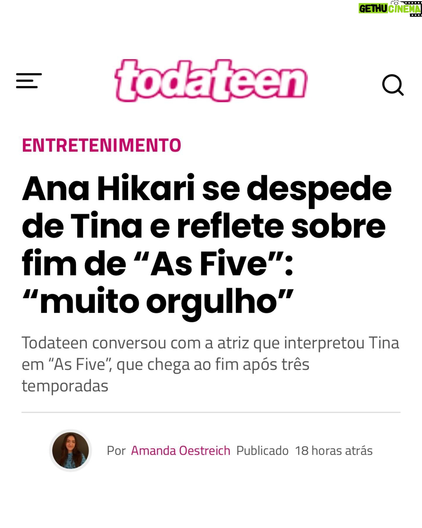Ana Hikari Instagram - “Estou bem comovida com essa despedida. Sinto que um pedaço muito grande de mim está indo embora. Tenho muito orgulho de ter iniciado minha carreira no audiovisual em “Malhação – Viva a Diferença” e ter tido o privilégio de reviver a Tina em outras fases da vida dela, em “As Five”. A Tina cresceu comigo nesses últimos anos e me deu o presente de crescer como atriz junto com ela. Tenho muito orgulho de olhar pra trás e ver essa trajetória linda de amadurecimento.“ Trechinho de mais uma entrevista de despedida de Tina. Estreia dia 01 de março no @globoplay #AsFive Foto: @mauriciofidalgo Matéria: @amanda_oestreich