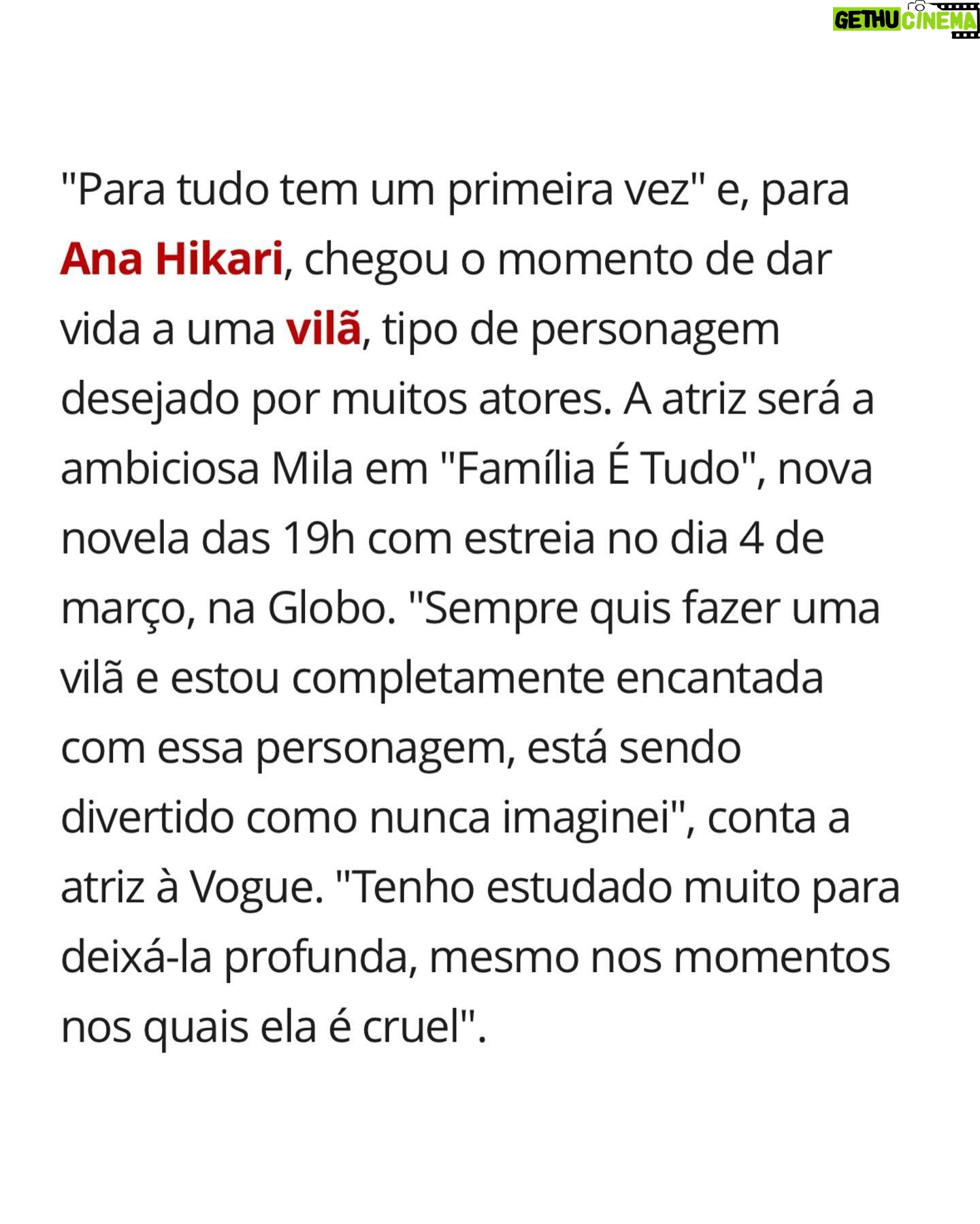 Ana Hikari Instagram - Matéria linda pra @voguebrasil falando da minha estreia como vilã dia 04 de março na @tvglobo e também pra falar da última temporada de AS FIVE. Duas estreias maravilhosas com personagens bem diferentes pra vocês assistirem. Dia 01 de março todos os episódios da última temporada de #AsFive no @globoplay pra vocês se despedirem da Tina e dia 04 de março #FamiliaÉTudo pra vocês conhecerem a Mila Link da Matéria completa da @voguebrasil nos stories Obrigada @milena.otta e @viracomunicacao Fotos lindas de @gersonlopes_photographer Styling @laribenevenuto Look @patbo_brasil Make @vladaae Bag @gucci @bobags