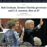Ana Navarro Instagram - I am saddened by this news. Bob Graham was the first politician I ever came in contact with. Like countless other Floridians who needed help, my family would go to his downtown Miami office for help with filing immigration forms. He had the best constituency services of anyone. Later, as an adult, I got to thank him and work with him. He played an instrumental role in helping pass immigration reform benefitting Nicaraguans and Haitians. He worked across the aisle with his Republican colleagues, like Connie Mack. He was down-to-earth and folksy. He kept his word. He instituted “work days”, were he would show-up as a regular laborer with everyday Floridians. I remember him being a waiter at “Versailles”, Miami’s iconic Cuban restaurant. He always carried little notebooks in his pocket and would take notes when people spoke to him about their issues, so he or his staff could actually follow-up. Imagine that! He represented our state with joy, dedication, civility and dignity. He loved Florida -all of it- and fought hard for its people and environment. Sadly for Florida and our country, they don’t make them like #BobGraham anymore.