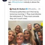 Ana Navarro Instagram – Oooh. This is so delicious. Rudy Giuiliani has been holed-up, hiding from servers in the AZ case. They showed up time and again to serve him at his homes, and never got past the doormen. Last night, during his 80th birthday party, and just an hour after he’d taunted AZ authorities, THEY GOT HIM! They were finally able to serve his ghoulish ass. Happy birthday, Rudy. You ruined the lives of those two election workers in Georgia and helped endanger Democracy. So no, I’m not shedding any tears for you. 🎂