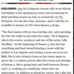 Ana de la Reguera Instagram - Season 3 of @analaserie 🤩Premieres july 12th @vix in the US and Puerto Rico and in @primevideo on the rest the f the world! Thank you @deadline @socialrosy for always supporting the show!!! ☄️❤️🙏