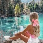Andréane Chamberland Instagram - The most beautiful lake 🩵 Which photo do you like the most? 1, 2, 3, 4 ?
