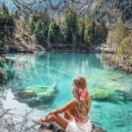 Andréane Chamberland Instagram - The most beautiful lake 🩵 Which photo do you like the most? 1, 2, 3, 4 ?