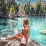 Andréane Chamberland Instagram - The most beautiful lake 🩵 Which photo do you like the most? 1, 2, 3, 4 ?