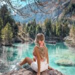 Andréane Chamberland Instagram - The most beautiful lake 🩵 Which photo do you like the most? 1, 2, 3, 4 ?