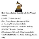 Andra Day Instagram - thank You God🙏🏽💚 grateful for y’all @leedaniels @salaamremi #billieholiday #grammys #jeremiah29:11
