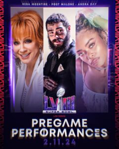 Andra Day Instagram - Your Super Bowl LVIII Pregame Lineup: National Anthem: @reba America The Beautiful: @postmalone Lift Every Voice and Sing: @andradaymusic See you on February 11th 🔥 @rocnation 📺: #SBLVIII on @nfloncbs