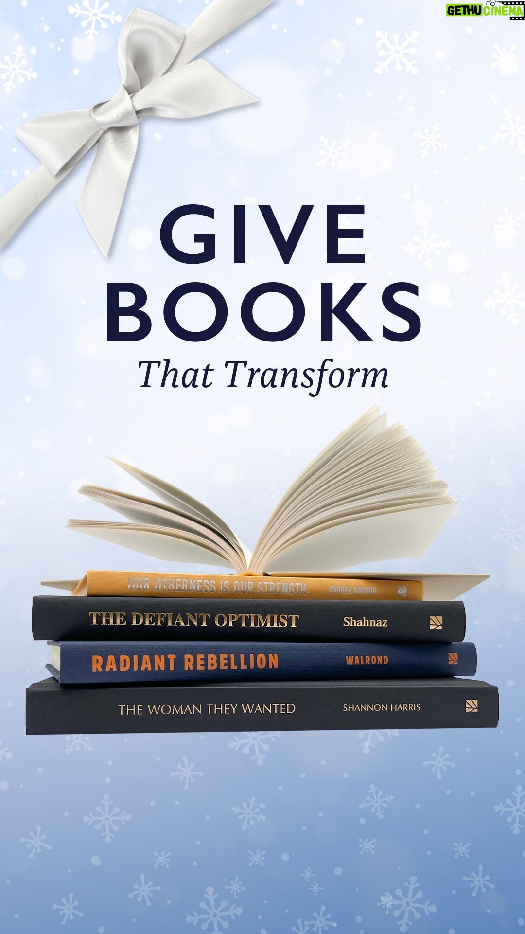 Andrea Navedo Instagram - This holiday season, give books that transform and renew. These books will offer your loved ones the powerful gift of inspiration to discover their truest selves—the people they’ve been all along. Tap the link in our bio to browse the full gift guide. ✨Radiant Rebellion by @heychookooloonks ✨The Defiant Optimist by @durreenshahnaz ✨The Woman The Wanted by @shannon.bonne ✨Our Otherness Is Our Strength by @andreanavedo ✨Sit in the Sun by @jonm.sweeney #BroadleafBooks #ChristmasGiftGuide #HolidayGiftGuide #ChristmasIsComing #ChristmasGiftIdeas #Christmas2023 #ChristmasSpirit #ChristmasBlessing #ChristmasBlessings #BooksThatTransform #IntentionalLiving #RechargeYourSoul