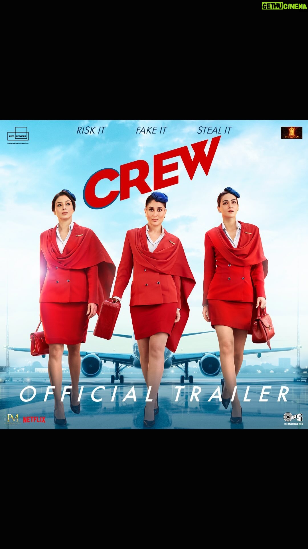 Anil Kapoor Instagram - 3 badass air hostesses, 1 WILD ride! π« Buckle up, itβs gonna be a damn tornado π #CrewTrailer out now #CrewInCinemasOnMarch29 @tabutiful @kareenakapoorkhan @kritisanon @diljitdosanjh and a special appearance by @kapilsharma @saswatachatterjeeofficial #RajeshSharma @shobha9168 @ektarkapoor @rheakapoor @kumartaurani @rajoosworld #MehulSuri @nidsmehra @jpaarth @vivek.koka @anirudh_k_sharma @balajimotionpictures @akfcnetwork @tips
