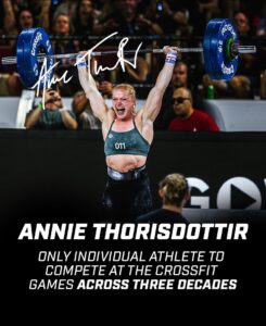 Anníe Mist Þórisdóttir Instagram - @anniethorisdottir 🇮🇸 has accomplished a lot in 13 years. And she always does it with a smile. –Two-time Fittest Woman on Earth. –Has competed at the CrossFit Games across three decades. –Six-time podium finisher. –13-time CrossFit Games athlete. –Mother of one. –Affiliate owner of CrossFit Reykjavik. –13th at the 2023 CrossFit Games. #CrossFit #CrossFitGames 🎨@lindseyaarellano • @crossfit