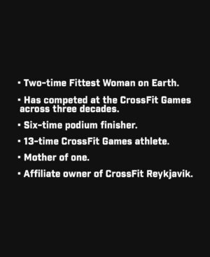 Anníe Mist Þórisdóttir Instagram - @anniethorisdottir 🇮🇸 has accomplished a lot in 13 years. And she always does it with a smile.

–Two-time Fittest Woman on Earth.
–Has competed at the CrossFit Games across three decades.
–Six-time podium finisher.
–13-time CrossFit Games athlete.
–Mother of one.
–Affiliate owner of CrossFit Reykjavik.
–13th at the 2023 CrossFit Games.

#CrossFit #CrossFitGames 🎨@lindseyaarellano • @crossfit