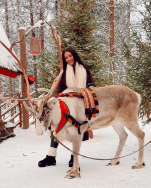 Anna Šulcová Instagram - Nejkrásnější vánoční zážitek!✨🤍🎄Celý výlet vloguju a připravuju si tím zároveň 1. vlogmas 2023 ❣️ 
btw: Paní nám říkala, že tihle 2 sobíci se prý rádi mazlí a nechávají se hladit, takže jsme měli velkou radost! 🫎