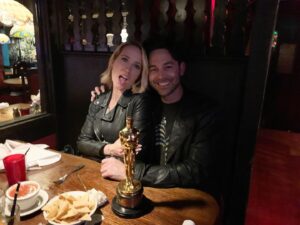 Anna Camp Instagram - 4 years ago on a leap year day in the City of Angels I fell for you and we FINALLY get our first (technically 4th but who’s counting 😉) anniversary!! So happy we got pics of our first date and I wish I could remember whose Oscar that was, but I’m thankful they let us borrow it for our photos. However, I do remember the way you walked in and sat down in the booth across from me, and I do remember how I felt knowing I had finally found the love of my life and I do remember knowing my life was now actually starting in the way I had always dreamed. Thankyou for loving me. I’ll love you till the end of time. Happy Anniversary @silkybeats !!!