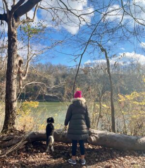 Anna Camp Instagram - What a gorgeous day in Music City with my fur babies. Thanks @prana for the jacket to keep me cozy and @silkybeats for the happy hike 💘