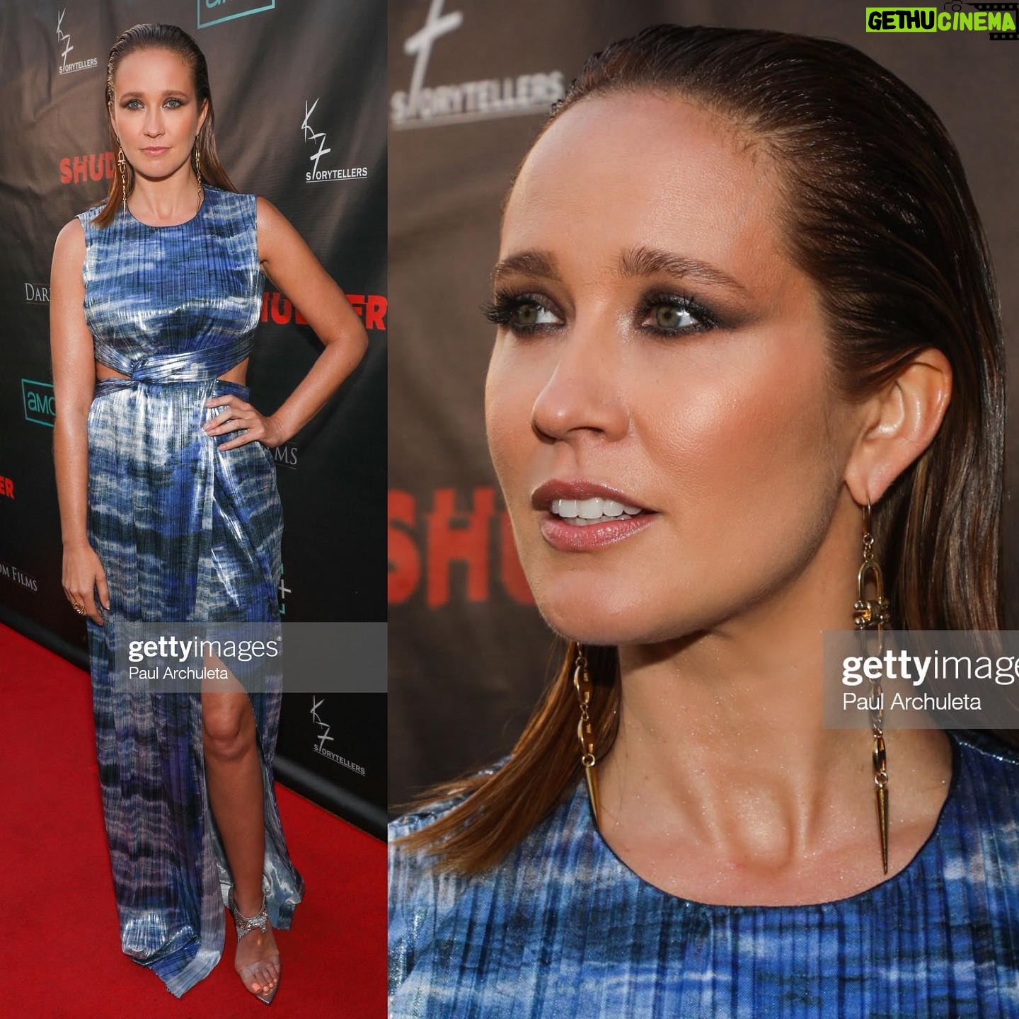 Anna Camp Instagram - The carpet was red, the movie was @fromblackmovie , the dress was a dreamy blue lagoon π ππβ€οΈβπ₯ @semsem @brettglam @rodortegahairstylist @angeltstyle @alevimilano @kairujewelry @elisheva.and.constance Stream now on @amcplus and @shudder π€