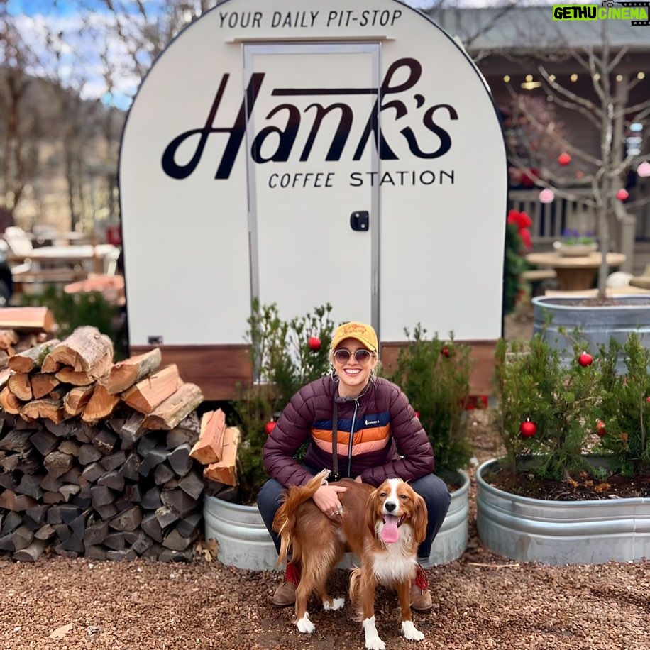 Anna Camp Instagram - When your dog finally walks you to his own coffee station but “forgets” his wallet… again. @hankscoffeestation