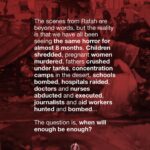 Annie Lennox Instagram – 🚨 ISRAEL IS BURNING PEOPLE ALIVE IN RAFAH – TAKE ACTION NOW 🚨 

Israeli occupation forces have conducted one of their most brutal and devastating massacres in Gaza, bombing a tent camp housing displaced people in a designated ‘safe zone’ in Rafah, killing over 45 Palestinians. The attack ripped victims to shreds, including the complete decapitation of a child, and caused widespread fires that burned people alive in their tents, according to witnesses and videos posted online.

Four days prior to this massacre, occupation forces told Palestinians to move to an area it calls “block 2371,” designated a “safe area.” This served as the target location for the massacre, after deliberately encouraging desperate Palestinians to seek refuge there.

“We were sitting in tents, and suddenly the camp was bombed. I lost five people from my family, all of whom were completely burned, among them pregnant women. Every time they told us that this area was safe until we were bombed. We left the area east of Rafah to the west of the city, thinking there was safety, but now there is no safe place in Gaza. There are massacres everywhere,” said Majed al-Attar, a displaced person from Beit Lahiya.

An American-made 2,000-pound bomb was used to commit this massacre, with the help of the United Kingdom, which was flying a British Airforce Shadow R1 Spy Plane over Gaza at the time.

There should be no questions about which counties are not only complicit in this genoc/de, but active participants in arming and aiding Israel in committing these massacres.

👉 EMAIL YOUR ELECTED OFFICIAL NOW! USE THE FREE TEMPLATE IN @humantiproject’s bio or visit HumantiProject.org 👈

———-

Correction: 
– Slide 7: ICJ not ICC
