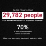 Annie Lennox Instagram – Dear Friends,
These are the sobering facts from UNRWA…
After months of bombing, shooting, killing, wounding, extreme trauma, displacement and total destruction of the entire infrastructures…Starvation is taking place across the region.. most especially in the North.
When is this brutality going to stop?? 
It MUST STOP!!!!! 
#ceasefire #aidforgaza
