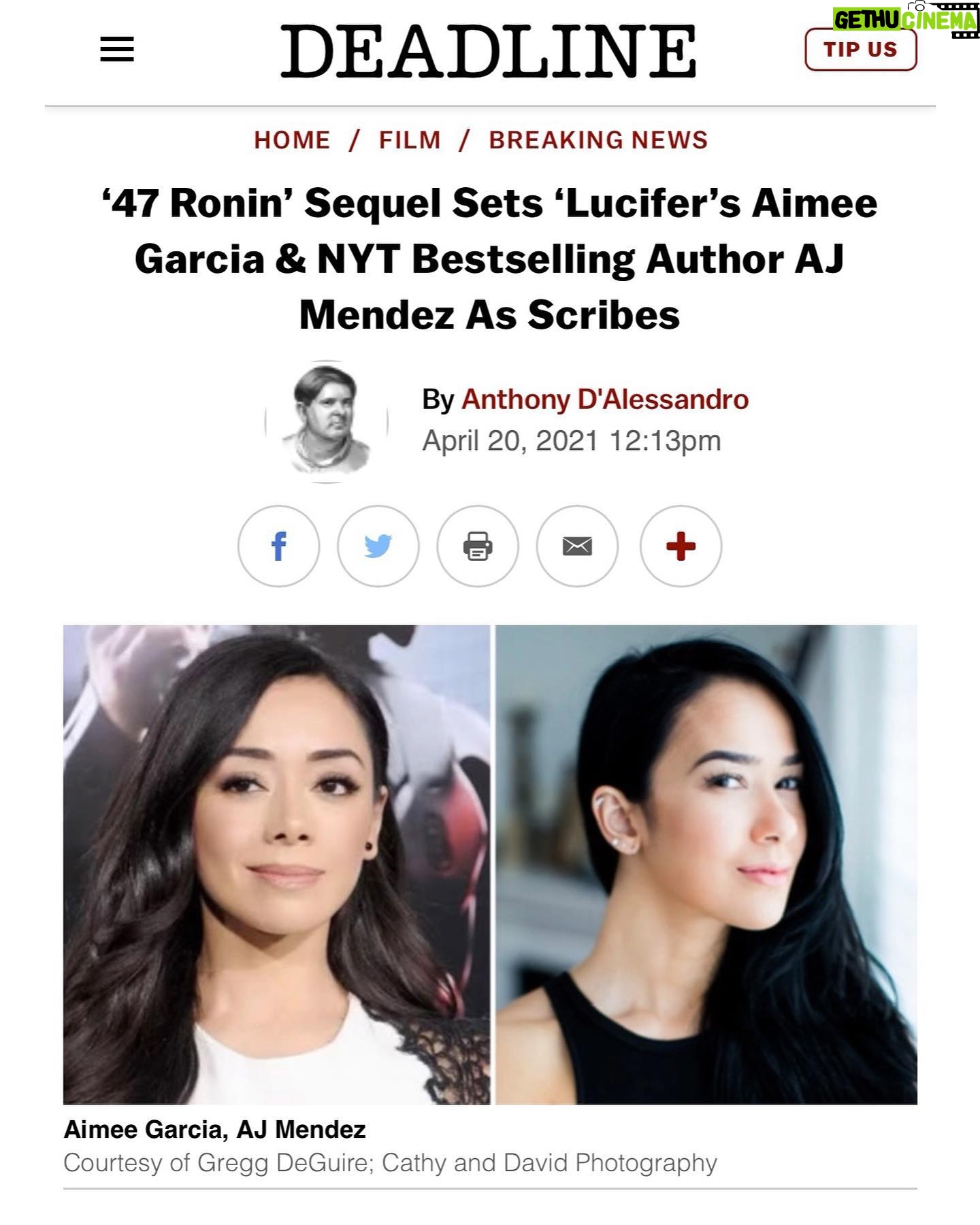 April Jeanette Mendez Instagram - I am unbelievably honored to work with Universal 1440, @ronyuan, and @aimeegarcia4realz on bringing this film to life! Thanks for the exclusive announcement @deadline! Link in bio to read more! #47roninsequel