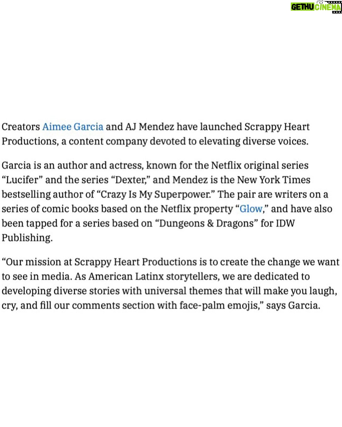 April Jeanette Mendez Instagram - So proud to share @aimeegarcia4realz and I have founded @scrappyheartproductions ! Thank you @variety and @matt_donnelly for the exclusive! #RepresentationMatters. We hear you. We see you. We will tell your story. We may use lots of curse words. www.ScrappyHeartProductions.com