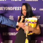 April Jeanette Mendez Instagram - Thanks to #BeyondFest for having us and playing the Mister’s movie #GirlontheThirdFloor! It was unreal. I was equal parts proud, terrified, and supremely grossed out. Also yes my handbag is a sandwich and I will not shut up about it because snacks are clearly very important to me.