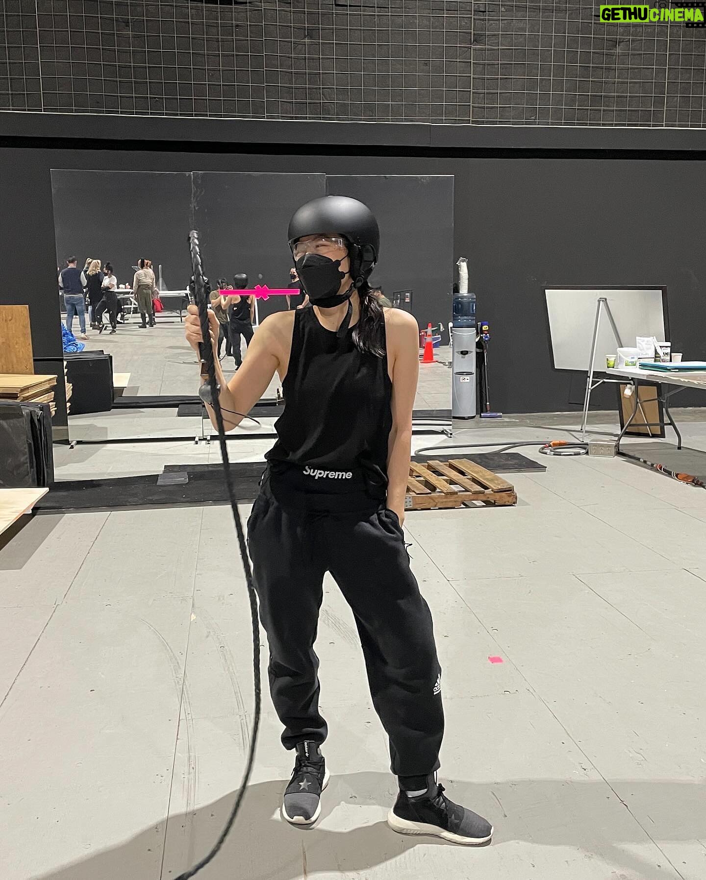 Arden Cho Instagram - I hope we get a season 2 & I get to use this whip I learned in stunt training for @avatarnetflix I definitely whipped myself in the head and the helmet was šÆ necessary, thanks for keeping me safe š