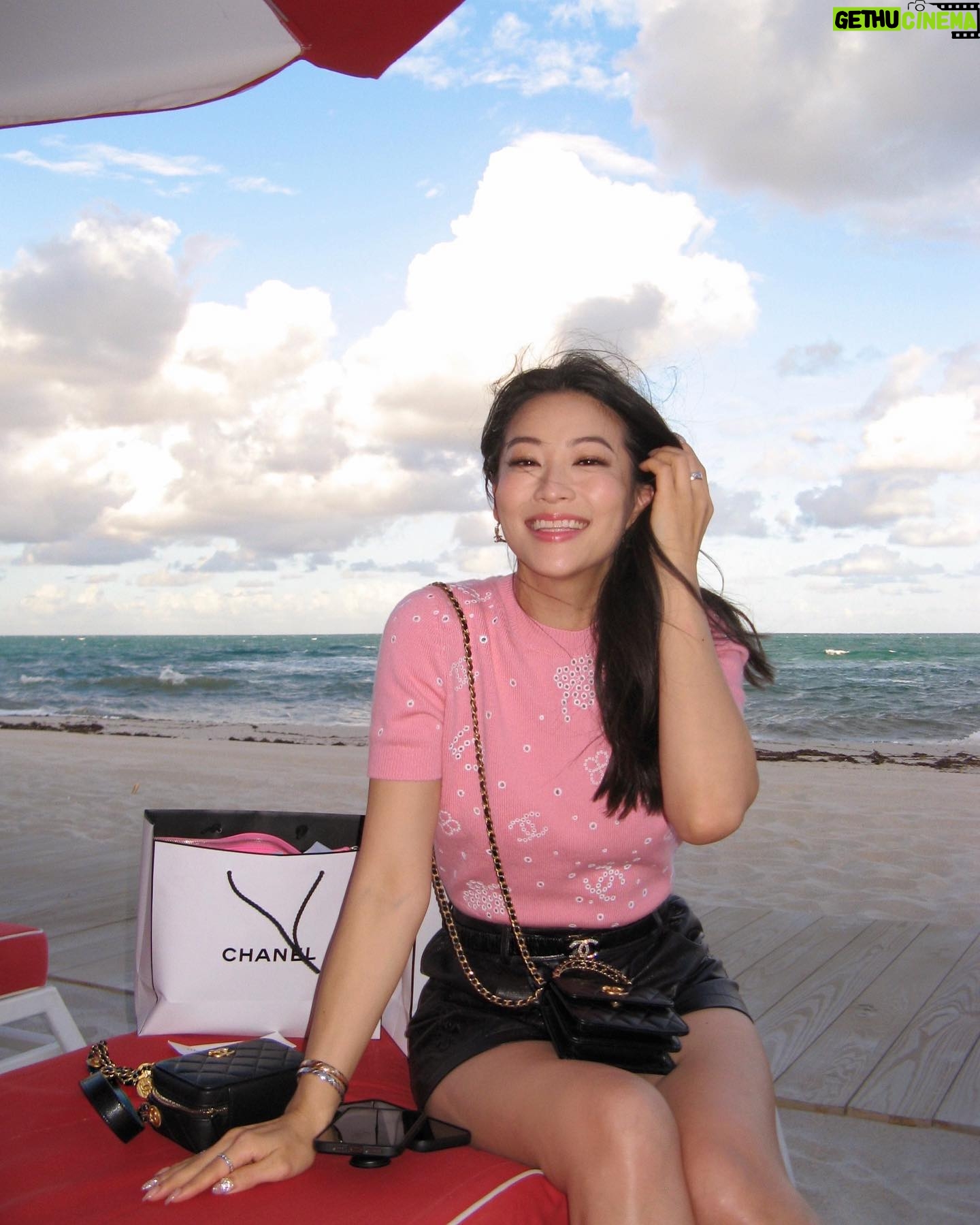 Arden Cho Instagram - My Chanel dreams came true, front row for the cruise show on the beach. Thank you for a beautiful weekend in Miami ❤️ #ChanelCruise #ChanelinMiami 📸 @makeupsang