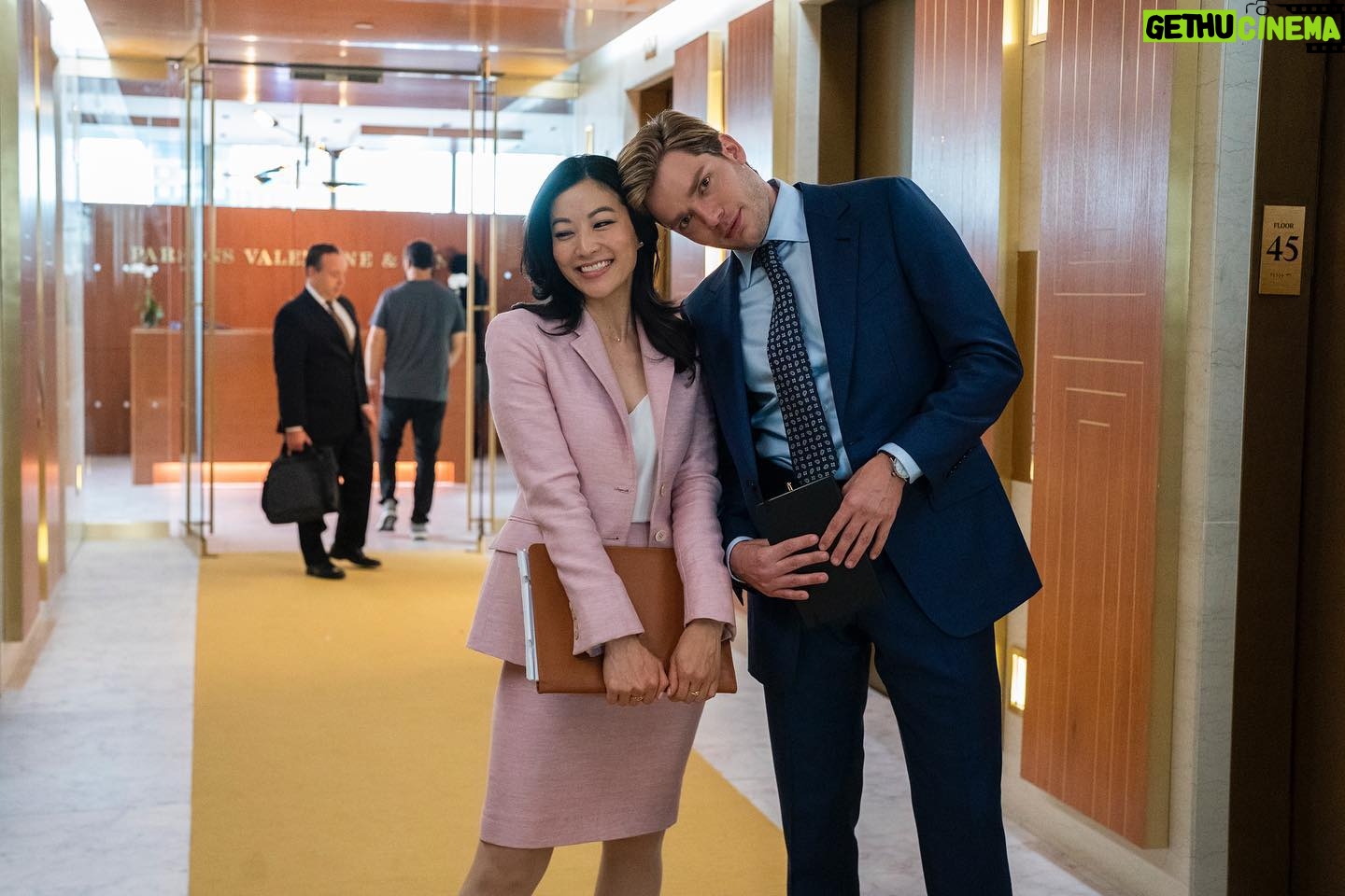Arden Cho Instagram - We were crying in this photo before we were hugging. Watch #PartnerTrack on @netflix to find out why! So much love for my cast, thanks for always making me laugh & Kimi Ody for making Ingrid look good! We did it šš¼