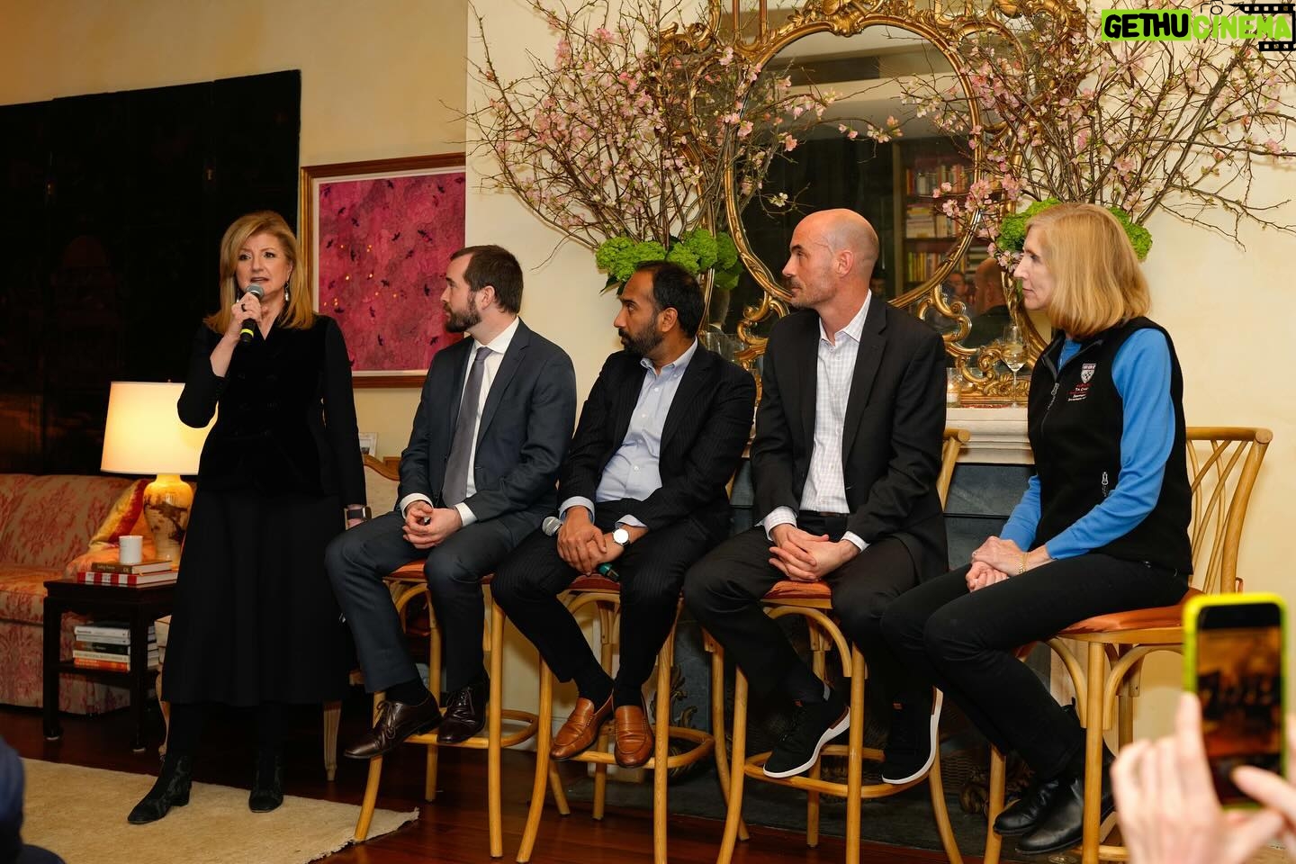 Arianna Huffington Instagram - Thank you to @deanbaccarelli and the brilliant environmental health faculty – Kari Nadeau, Joseph Allen, Gaurab Basu, and Caleb Dresser MD MPH – from the Harvard T.H. Chan School of Public Health, for joining me for an evening of inspiring conversation at my home in New York. What I love about the School, which came through so clearly during the evening, is their commitment not just to cutting-edge research but to translating that research into action that can make a real difference in people’s lives. Dr. Joe Allen, who’s the founder of the Healthy Buildings Program at @harvardchansph, spoke about how important to our health is indoor air quality and how deeply connected it is to outdoor air quality — something that’s never been more relevant when climate change, wildfires, and heat waves are impacting air quality around the world. So if your building has a HVAC filter, that’s a good thing. As Dr. Allen put it, “Buildings are critical to our health — your building manager may have more impact on your health outcomes than your doctor.” The spirit of the evening was summed up by Dr. Gaurab Basu: “Health is about seeing people’s humanity, about taking care of each other. In order for us to truly be successful in our work, you have to marry science with the human face of this work.” . . . #Health #Wellbeing #Science #Impact #ClimateChange #HarvardChan