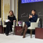 Arianna Huffington Instagram - Loved my conversation with Wall Street Journal editor-in-chief @emma_tucker2 at the @femalefoundersfund CEO Summit at the New York Stock Exchange.  Emma’s advice for female founders and leaders? “Trust your boots,” which she explained is a “stand-in for your instinct or your plan”: “Put your boots on. Lean into them, and they’ll get you to the next hurdle.”  Emma is the first female editor-in-chief of the @WSJ, and she stressed the importance of taking risks and being fearless, which doesn’t mean not having fears but simply not letting our fears stop us! Some other highlights from the day… Giving out gifts of a few of my books and our signature @Thrive “Onward, Upward, Inward” sweater in the greenroom.   Ending my time at @NYSE doing an interview with @carohydetv for @Bloomberg TV (which airs tomorrow!).   And loved running into @nelliediamond on the way out! #FFFCEOSummit